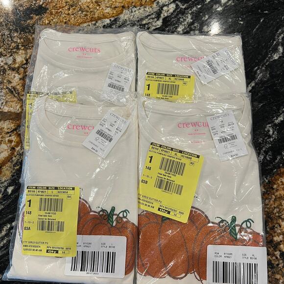 NWT J. Crew Girls' Ivory Glitter pumpkin Halloween Fall Graphic Tee - Picture 10 of 10